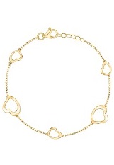 likable small yellow gold open hearts childrens bracelet